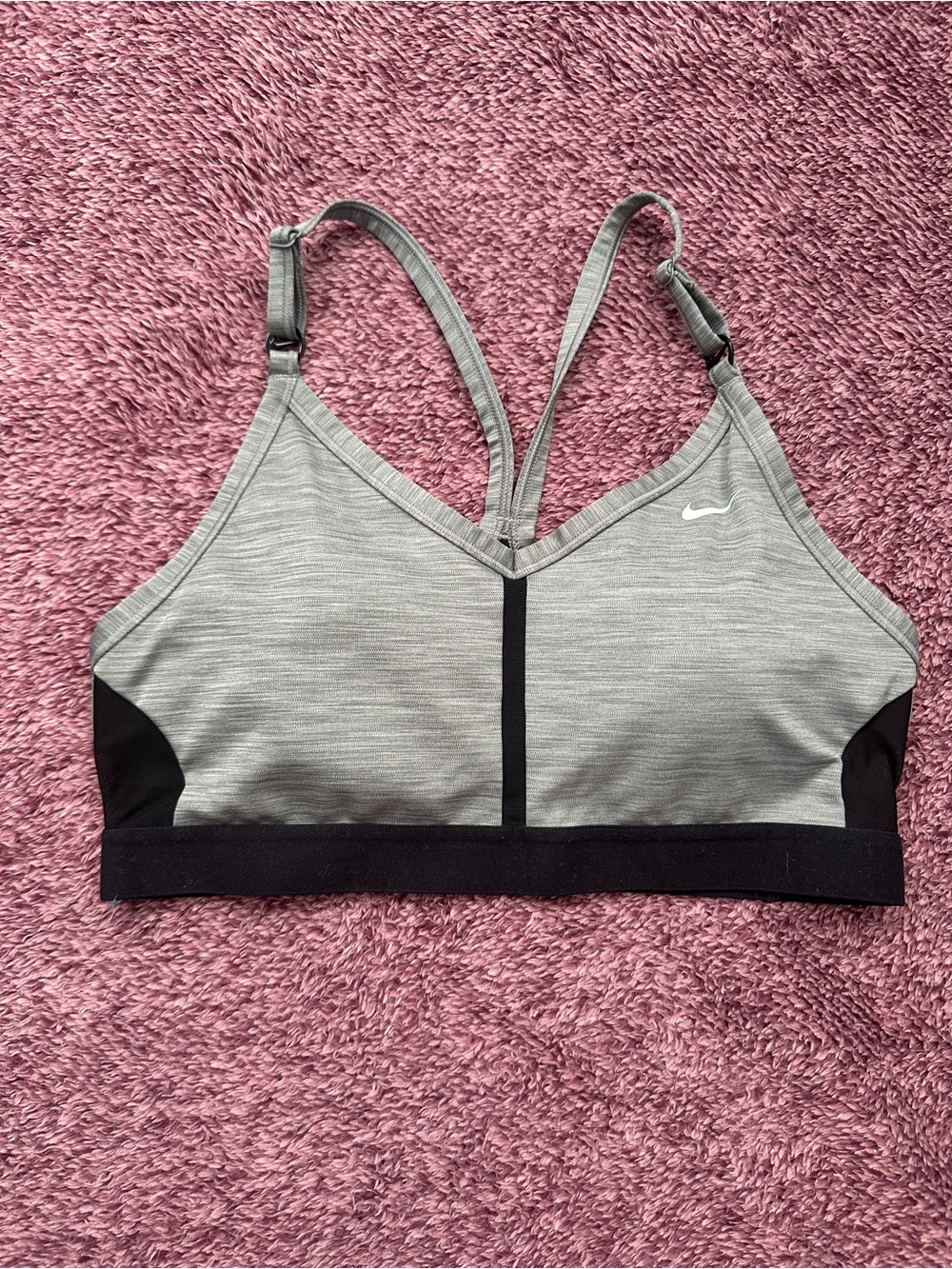 Nike Gray & Black Sports Bra - Light Support